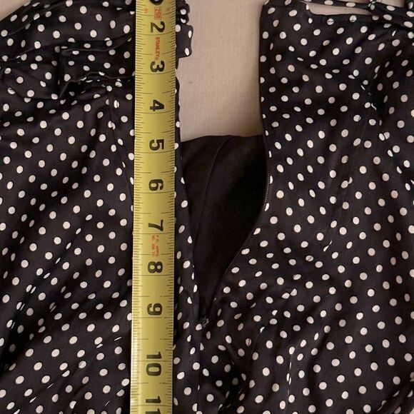 Zara black w white polka dots lycra body suit with shirred top - NWOT - small - Picture 7 of 12